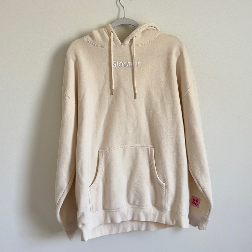 Glossier Limited Edition Hoodie Size XL soft pullover cream neutral oversized - Picture 2 of 7